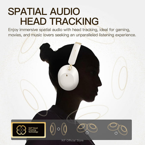 iKF Solo Pro Active Noise Cancelling Bluetooth Headphones, ANC, 130H Playback, HiFi Sound, Transparency Mode, Wireless & Wired, Low Latency Gaming, Foldable, USB Audio, External Mic for Clear Calls