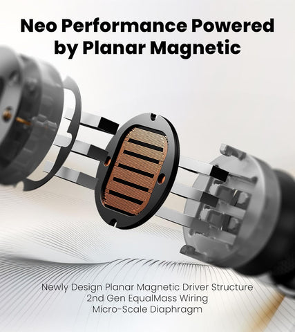 Edifier NeoBuds Planar Wireless Bluetooth Earbuds, 12mm Planar Magnetic Drivers, Hi-Res Audio, LDAC, Snapdragon Sound, Hybrid ANC, Bluetooth 5.4 & Dual Device Connection, Wireless Charging, 6 Mics